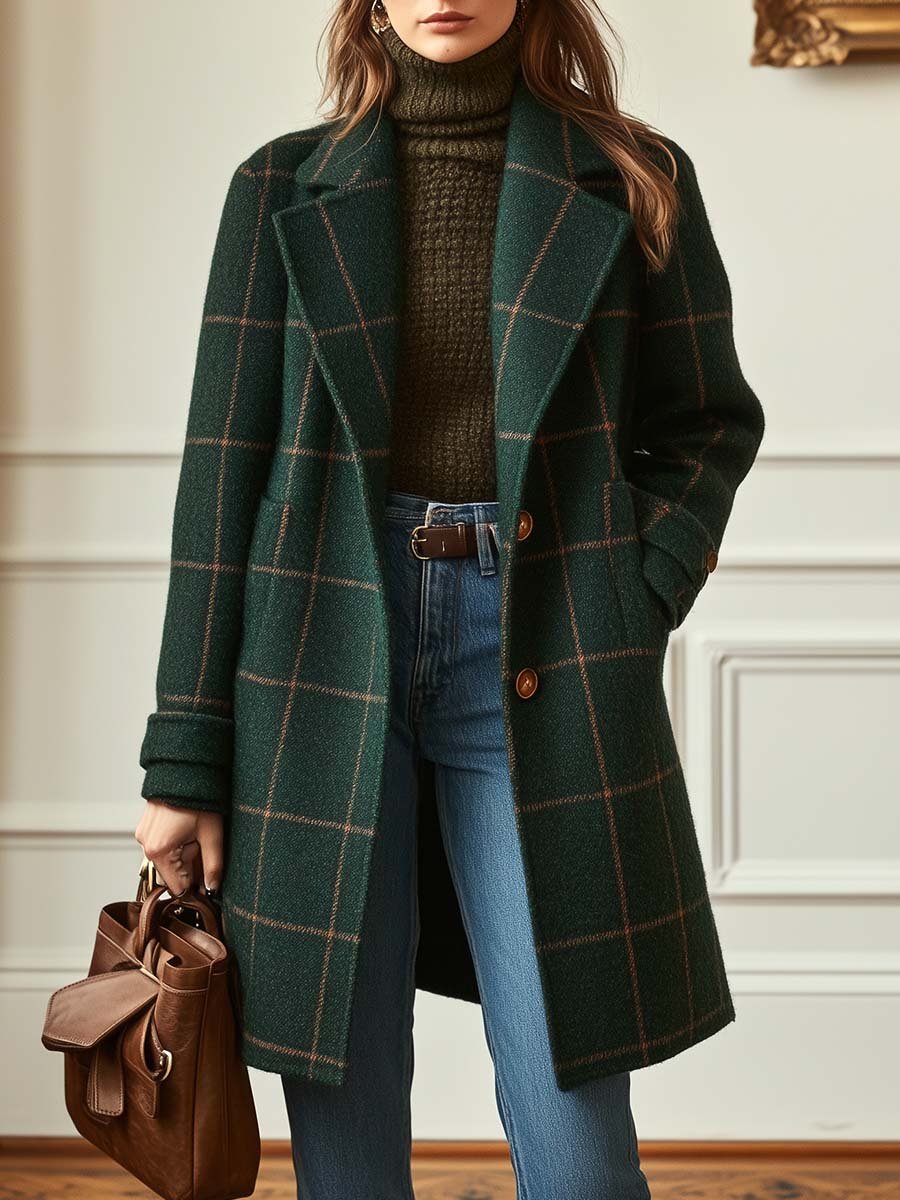 Longline Wool Blend Coat in Tweed for women — Moraine Fashion