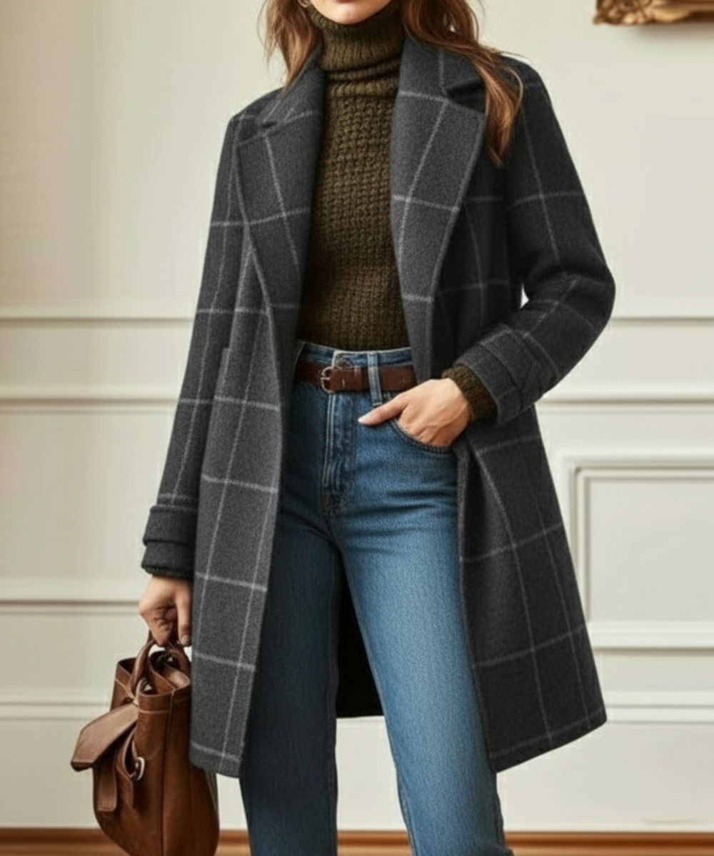 Longline Wool Blend Coat in Tweed for women — view 2 — Moraine Fashion