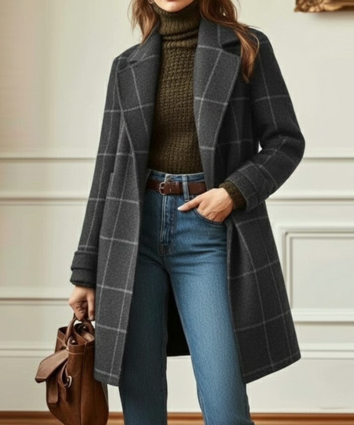 Longline Wool Blend Coat in Tweed for women — view 2 — Moraine Fashion