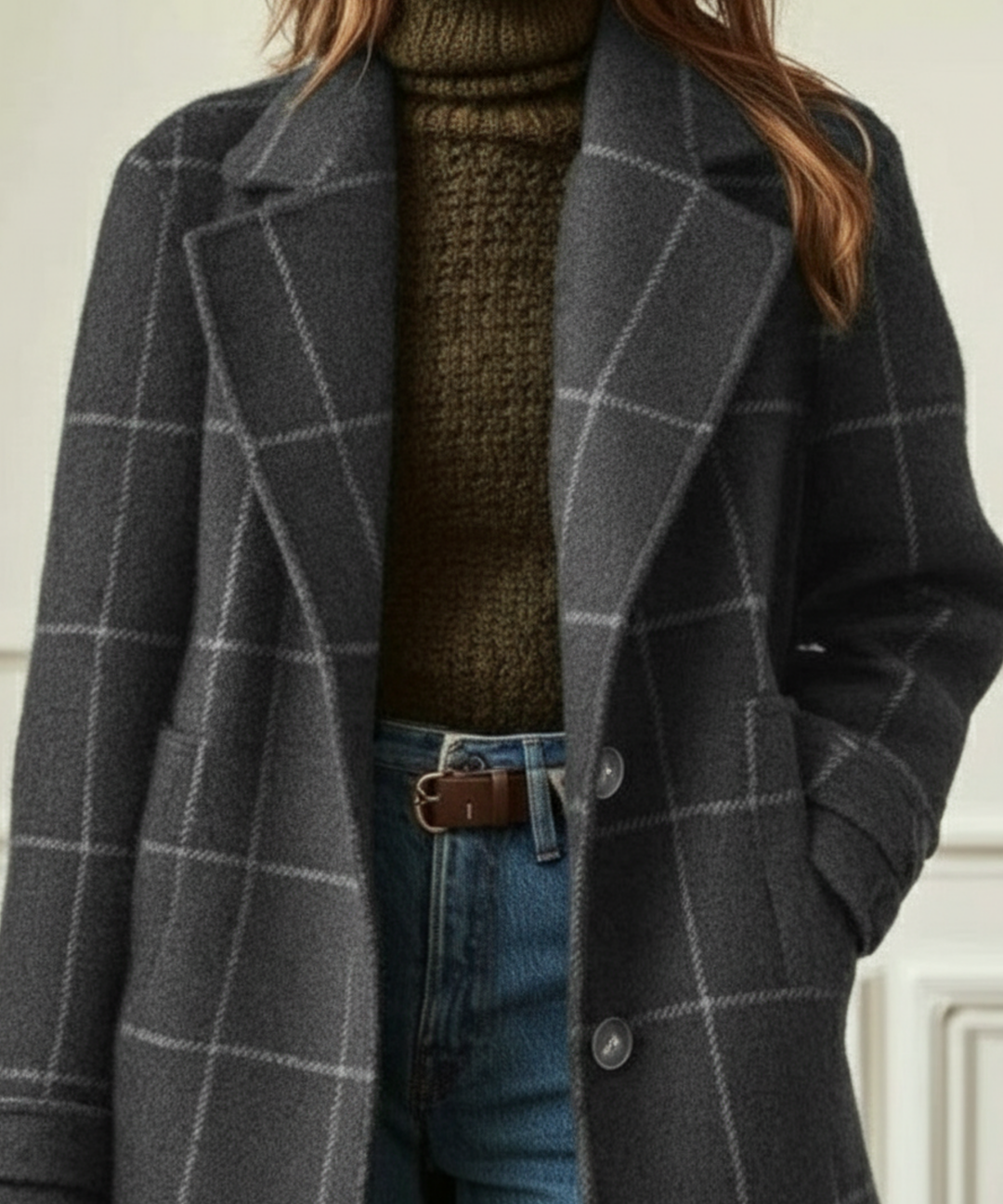 Longline Wool Blend Coat in Tweed for women — view 5 — Moraine Fashion