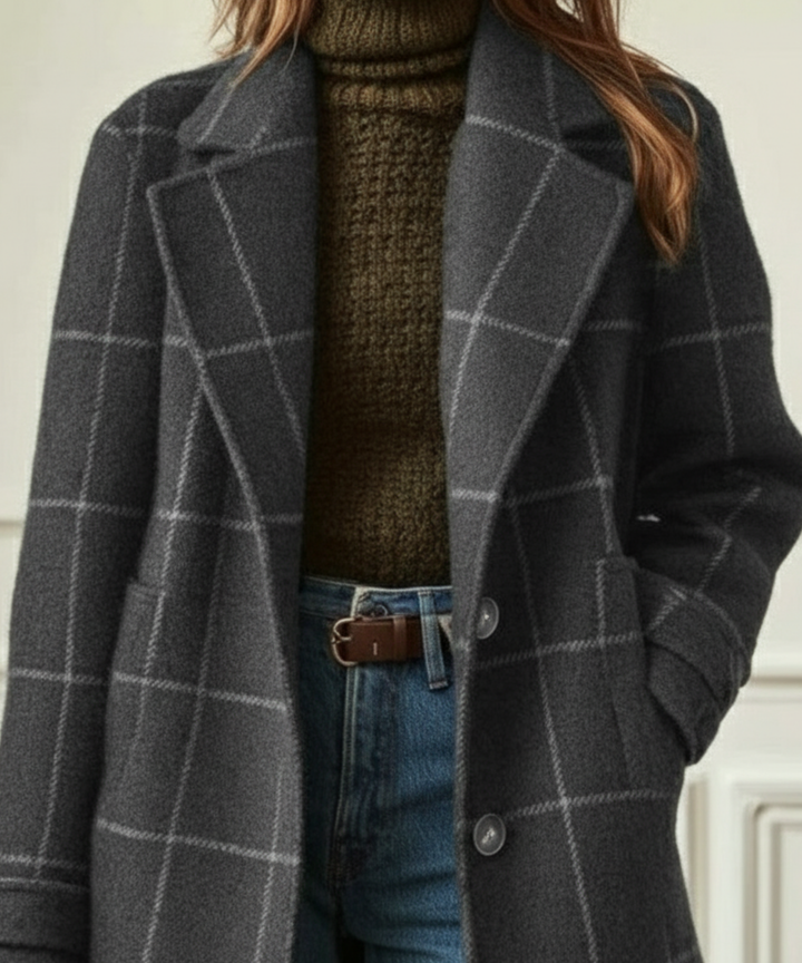 Longline Wool Blend Coat in Tweed for women — view 5 — Moraine Fashion