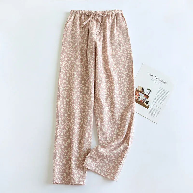 Floral Print Wide Leg Trousers for Women in pink