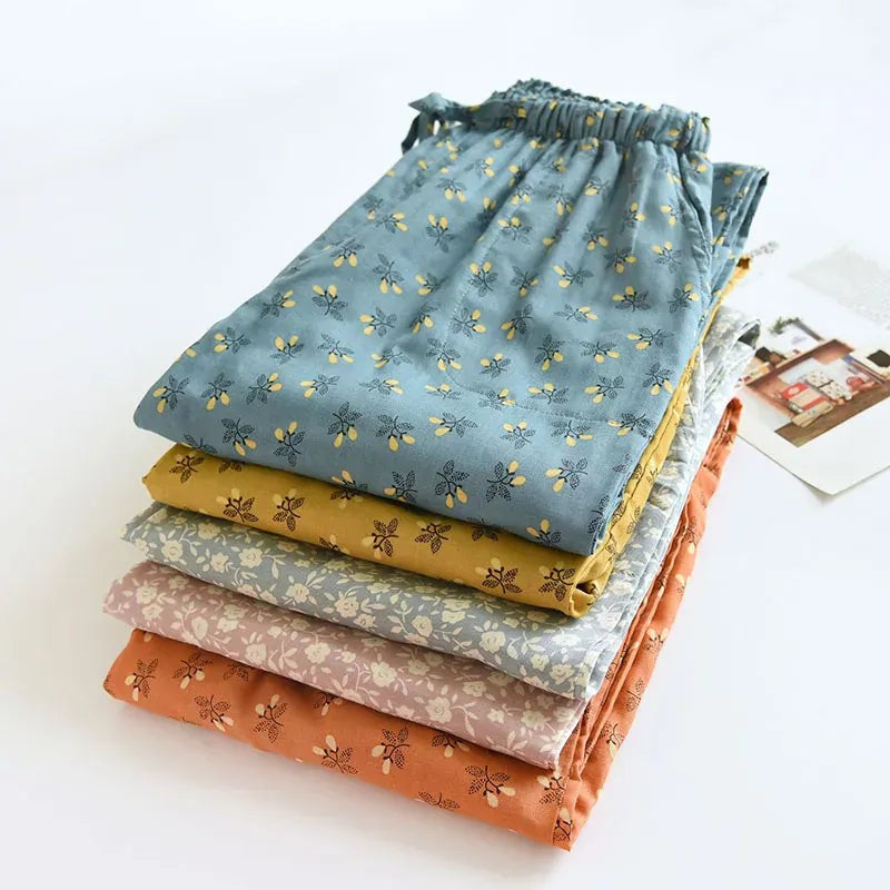 Floral Print Wide Leg Trousers for Women
