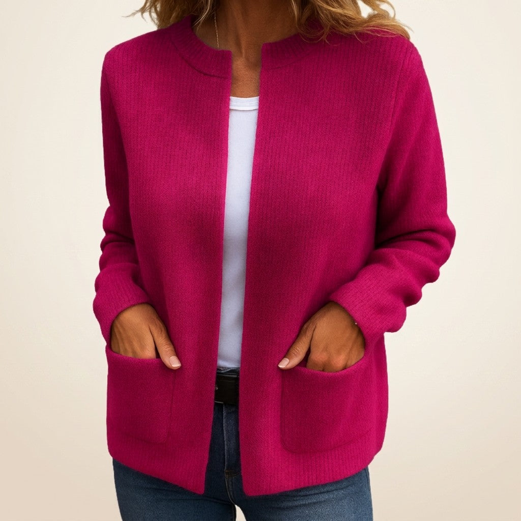 Cosy Knit Cardigan with Pockets for Women in pink
