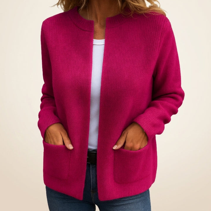 Cosy Knit Cardigan with Pockets for Women in pink