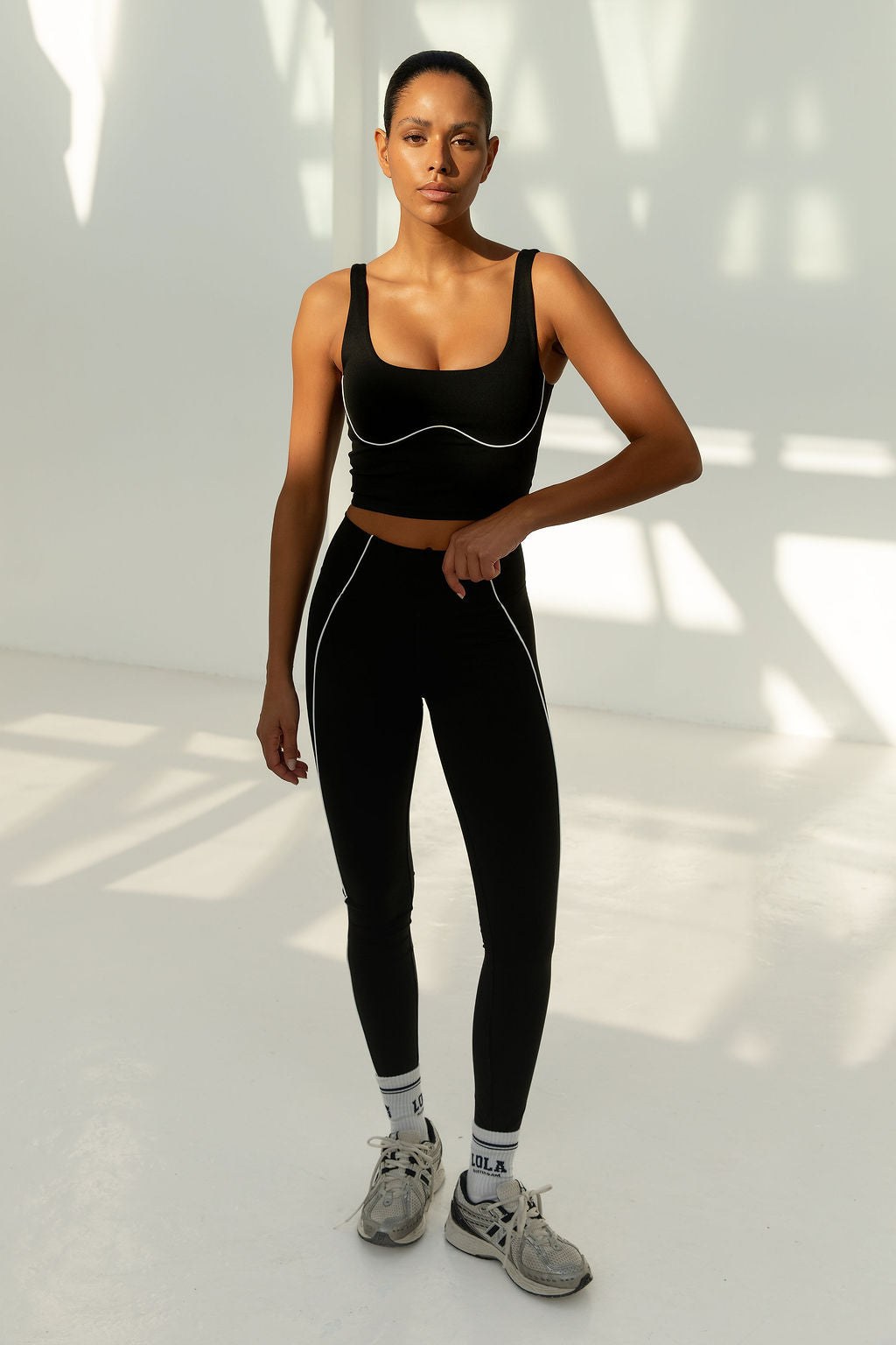 Amberly — Sleek High Waisted Black Leggings, Moraine Fashion