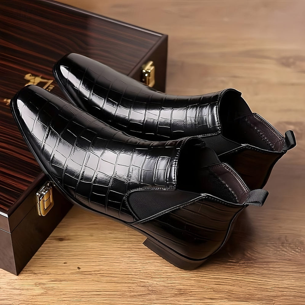 Patent Croc Chelsea Boots for Men — Ambrose, Black