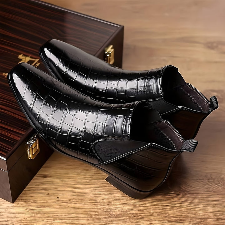 Patent Croc Chelsea Boots for Men — Ambrose, Black