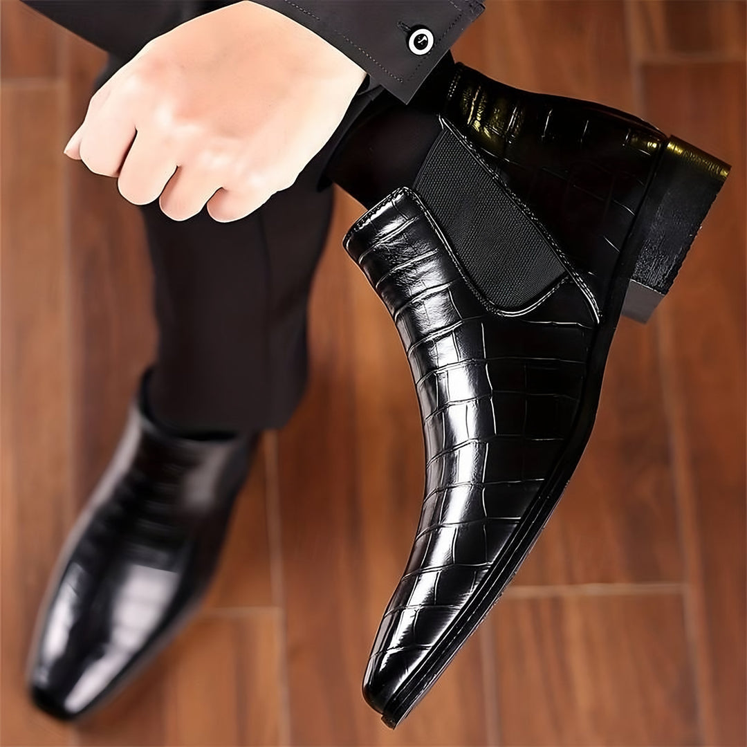 Patent Croc Chelsea Boots for Men — Ambrose, Black