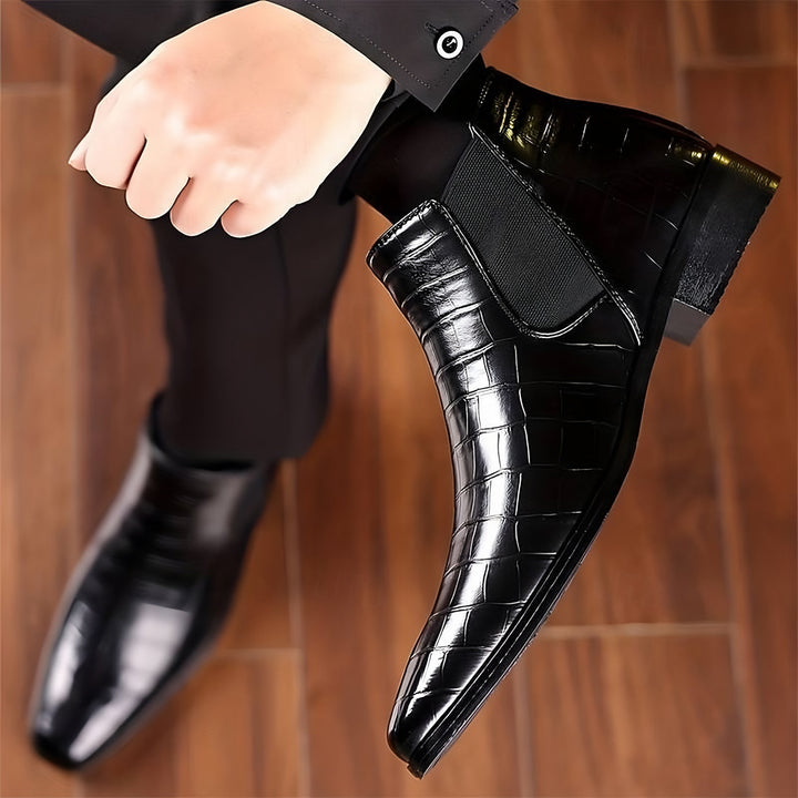 Patent Croc Chelsea Boots for Men — Ambrose, Black