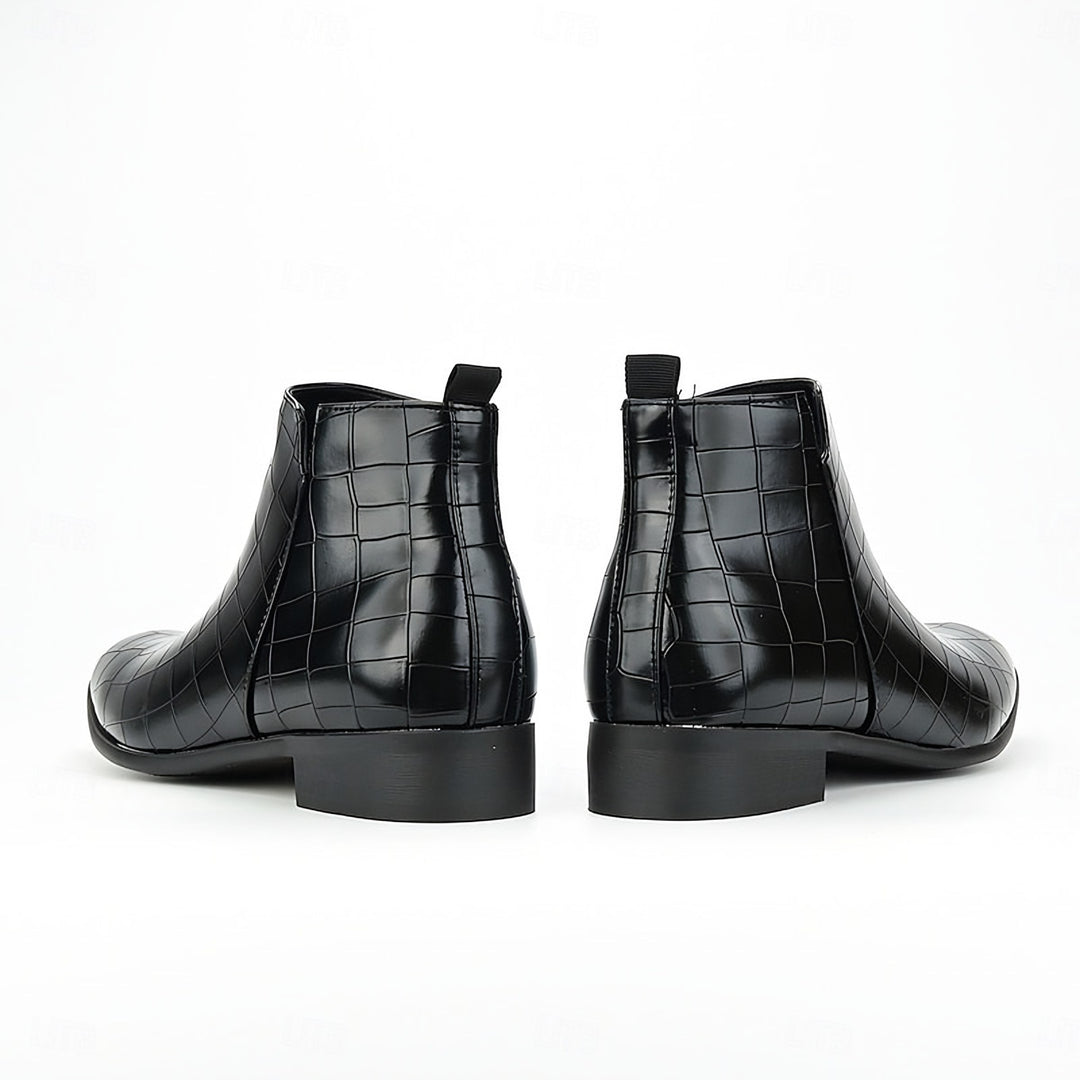 Patent Croc Chelsea Boots for Men — Ambrose, Black