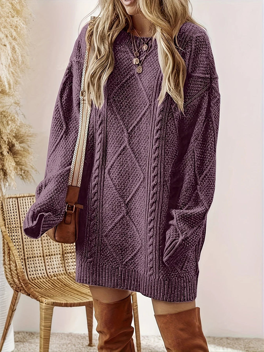 Anaise — Oversized Cable Knit Jumper Dress (2), Moraine Fashion