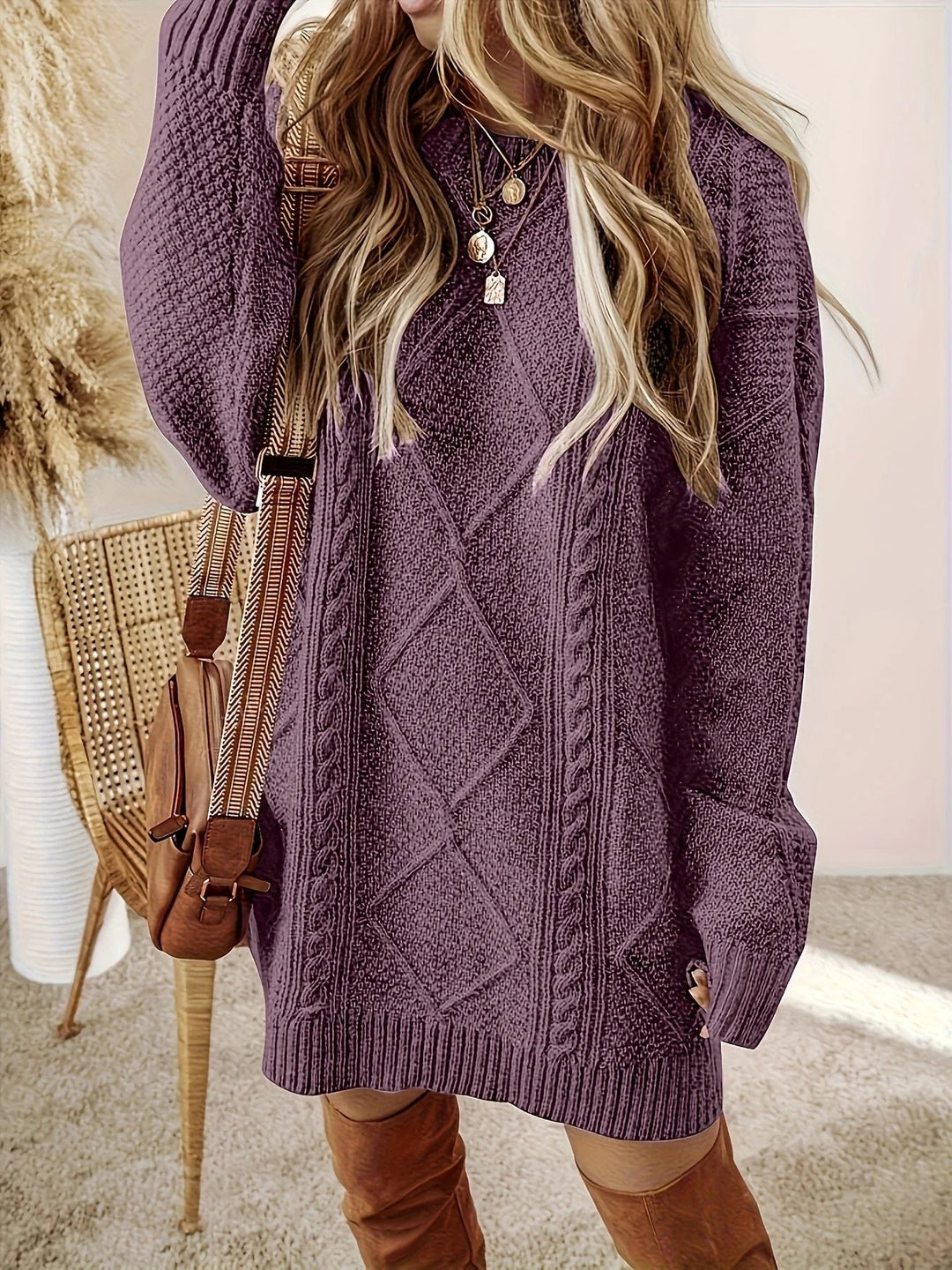 Anaise — Oversized Cable Knit Jumper Dress (4), Moraine Fashion