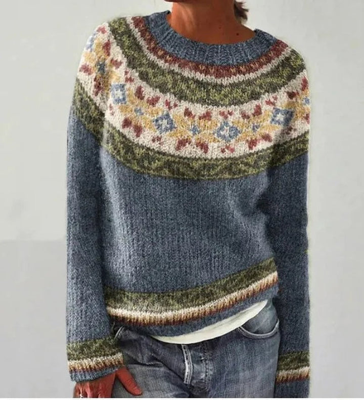 Nordic Jumper with Multicolour Pattern in blue floral