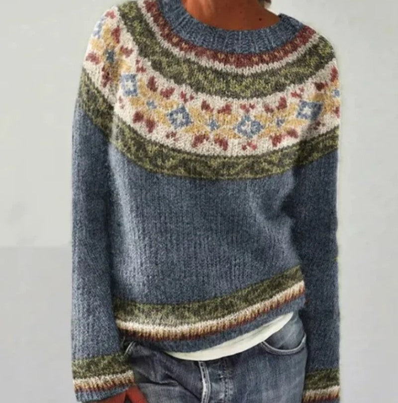 Nordic Jumper with Multicolour Pattern in grey floral