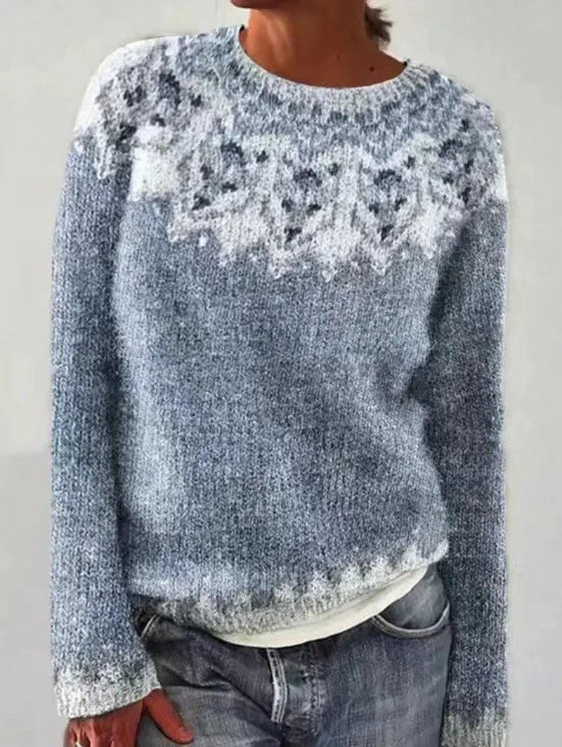Nordic Jumper with Multicolour Pattern in grey snowflake