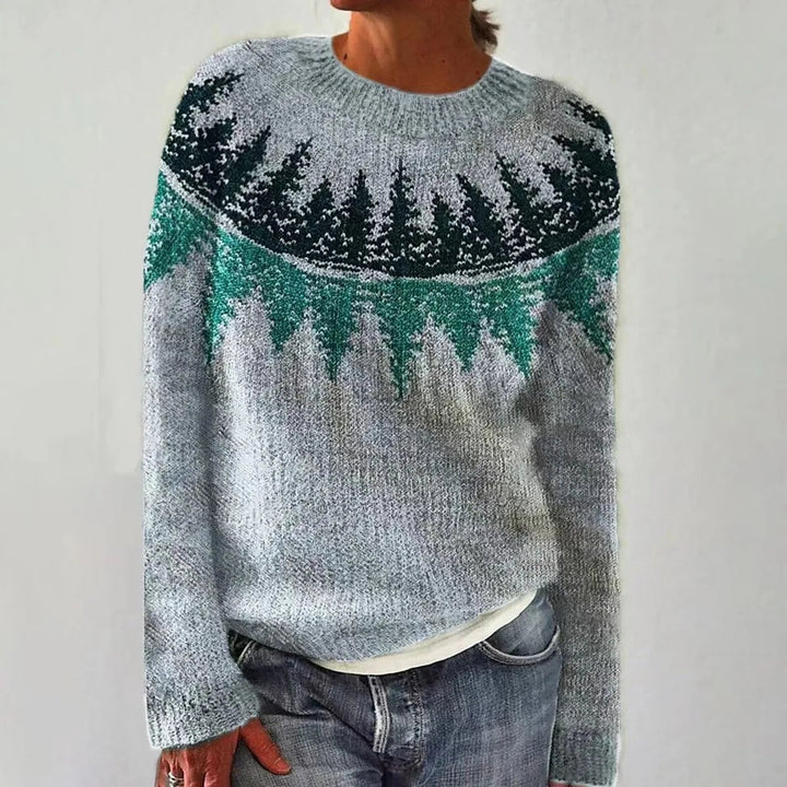 Nordic Jumper with Multicolour Pattern in green fir