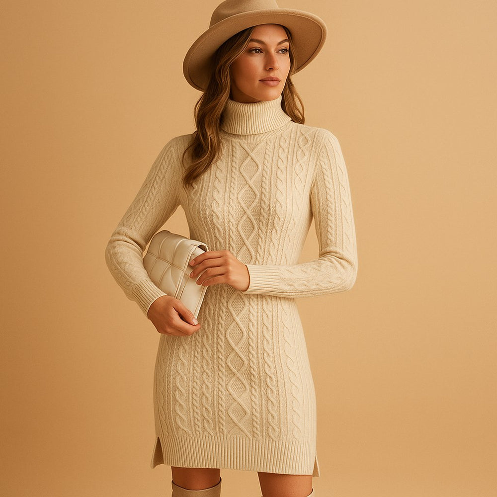 Angelique — Roll Neck Knitted Jumper Dress (2), Moraine Fashion