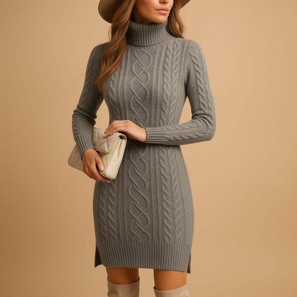 Angelique — Roll Neck Knitted Jumper Dress (3), Moraine Fashion
