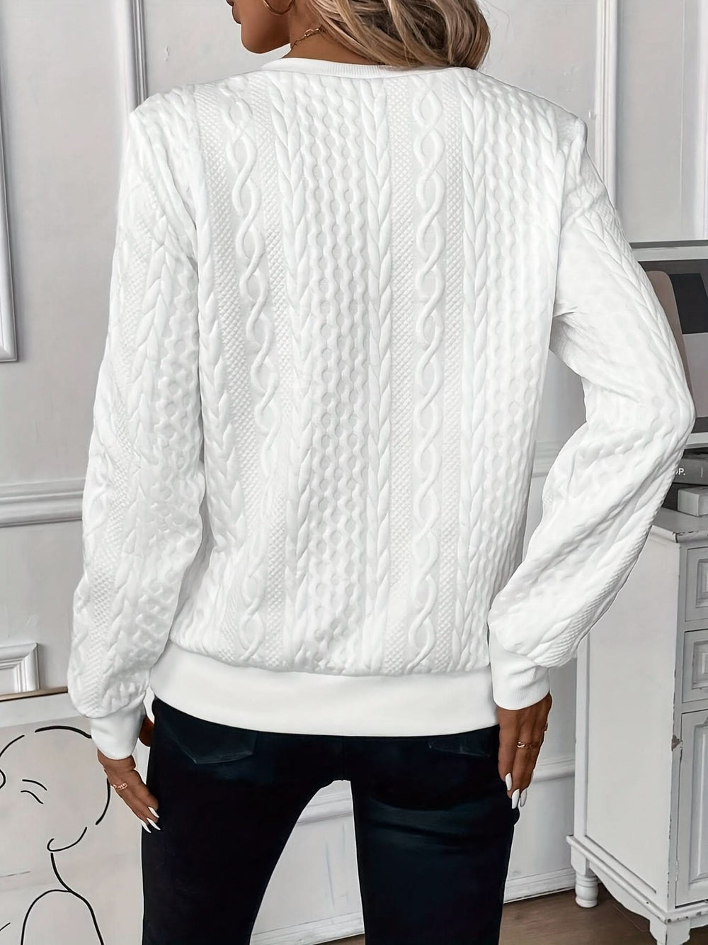 Angwen Cable Knit Zip Neck Jumper for Women