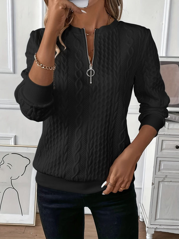 Angwen Cable Knit Zip Neck Jumper for Women