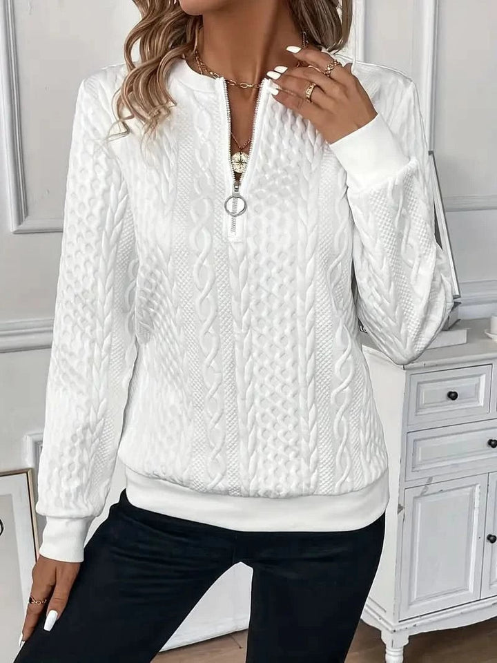 Angwen Cable Knit Zip Neck Jumper for Women