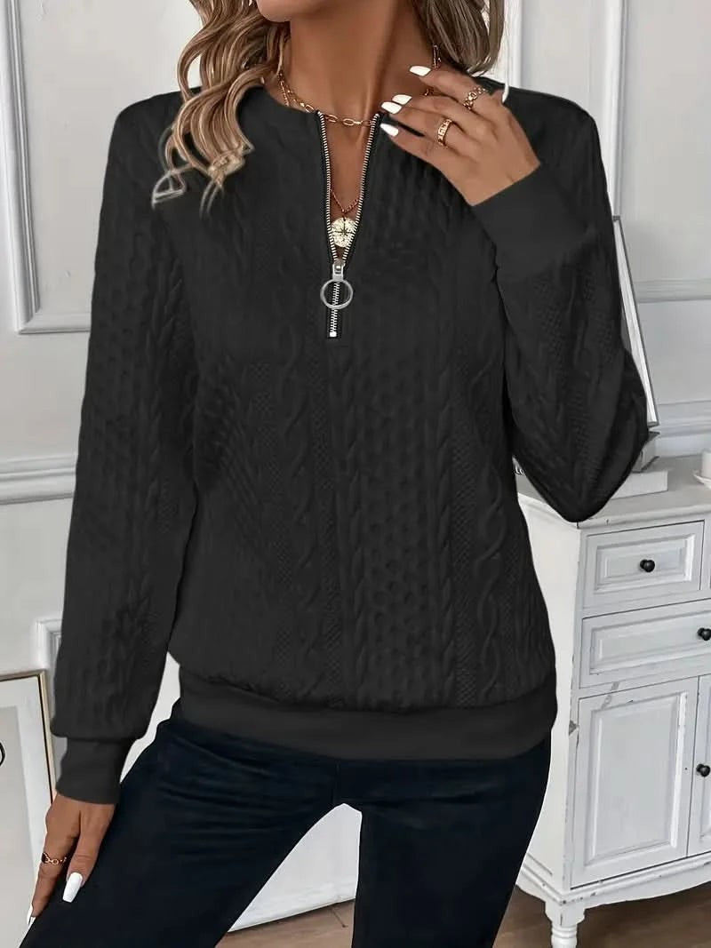 Angwen Cable Knit Zip Neck Jumper for Women