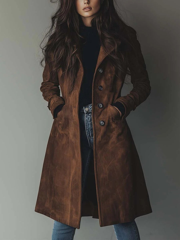 Suede Look Trench Coat with Belt for Women — Penelope, image 1