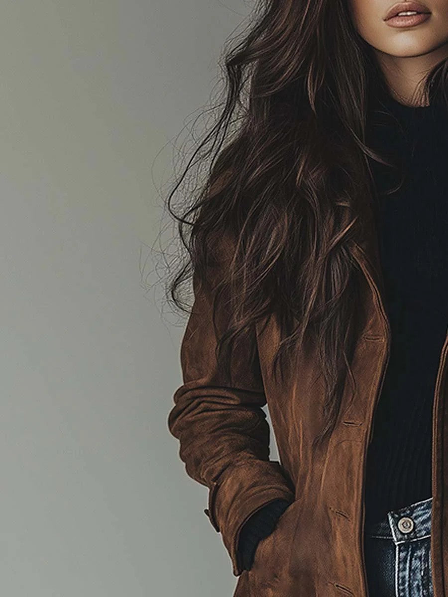 Suede Look Trench Coat with Belt for Women — Penelope, image 2