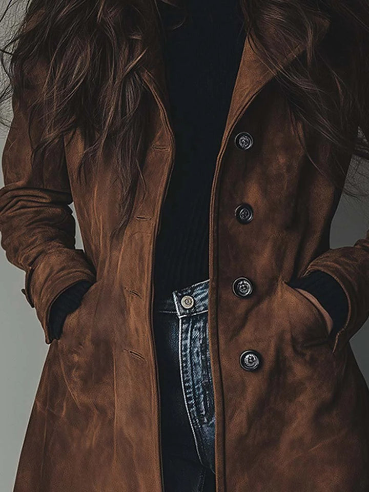 Suede Look Trench Coat with Belt for Women — Penelope, image 3