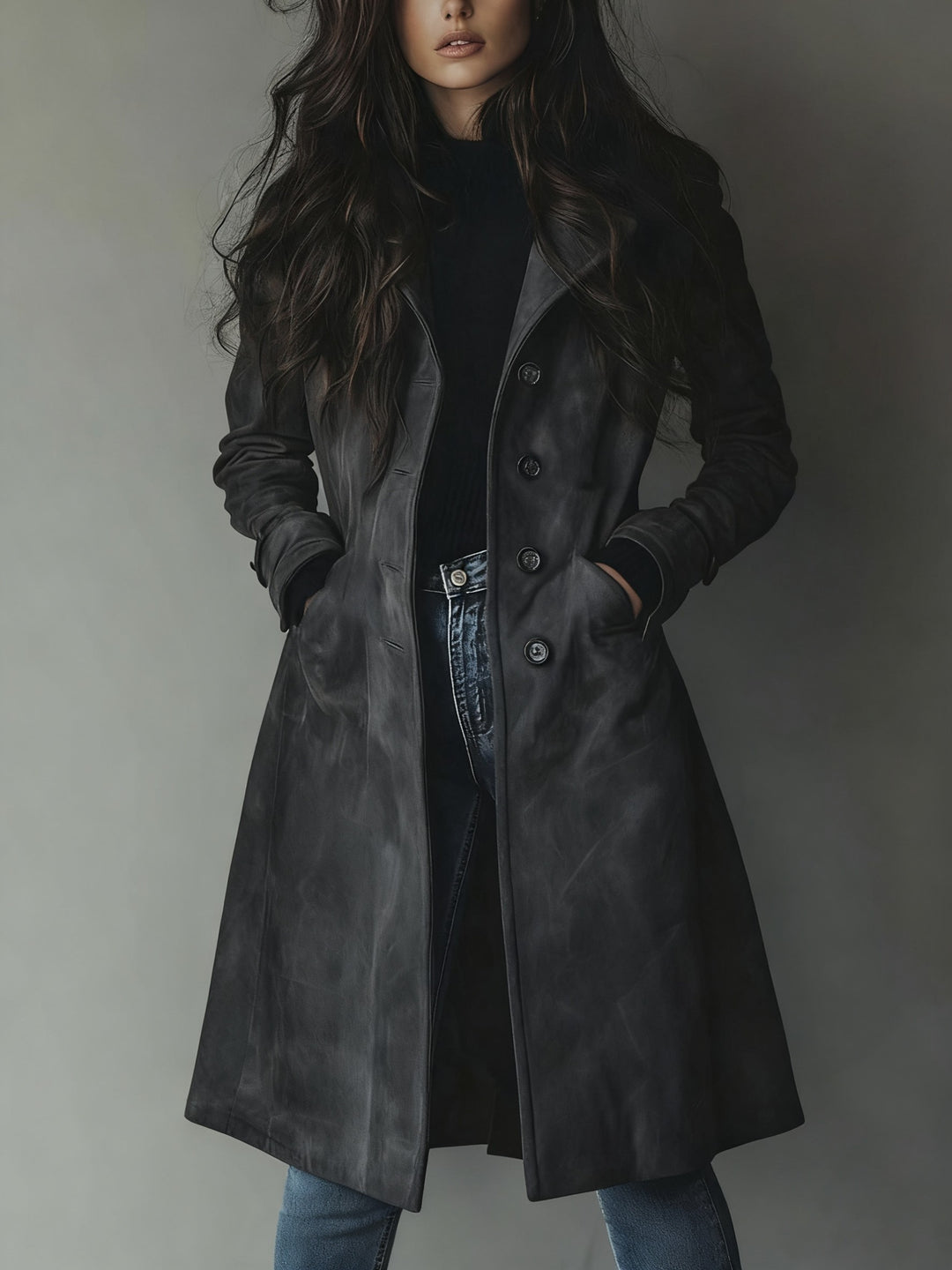 Suede Look Trench Coat with Belt for Women — Penelope, image 7