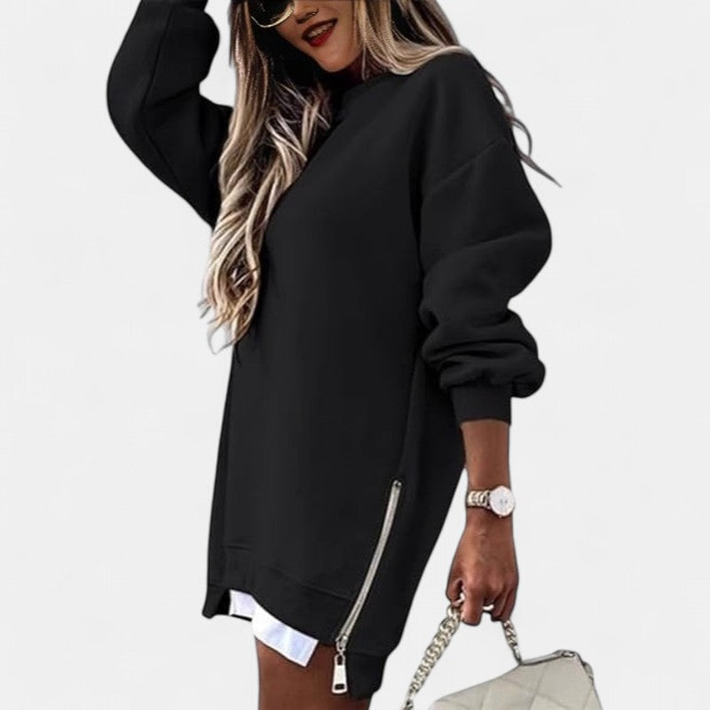 Oversized Drop Shoulder Sweatshirt for Women in black