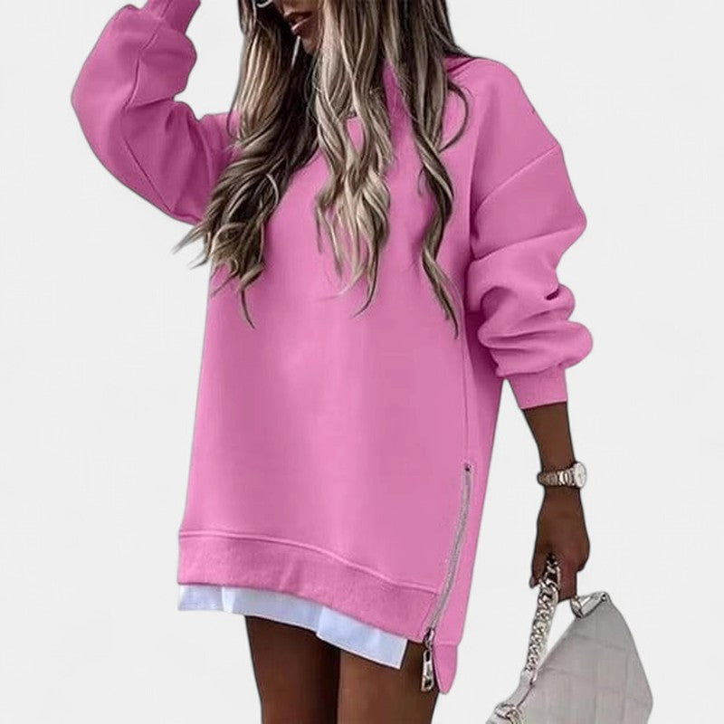 Oversized Drop Shoulder Sweatshirt for Women in pink