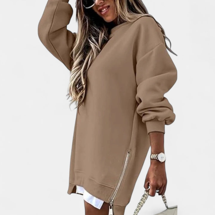 Oversized Drop Shoulder Sweatshirt for Women in khaki
