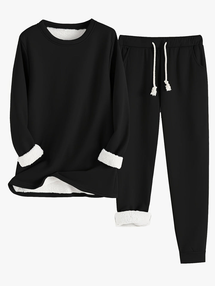 Fleece Lined Sweatshirt and Jogger Set — Augusta, Burgundy