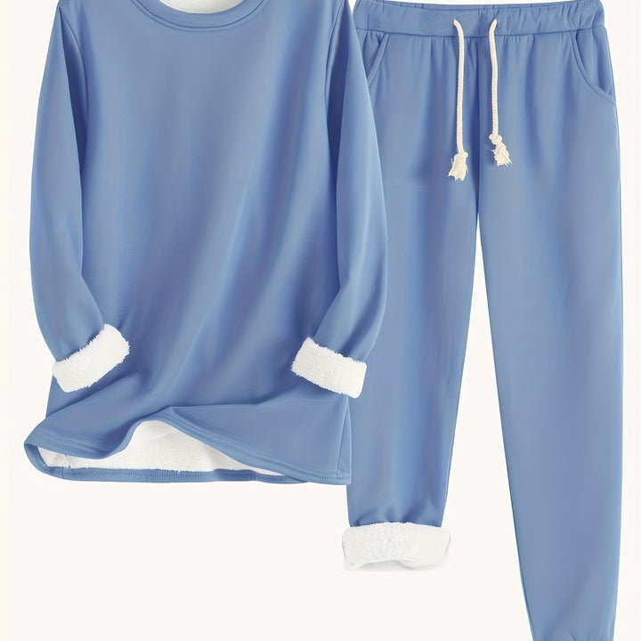 Fleece Lined Sweatshirt and Jogger Set — Augusta, Khaki