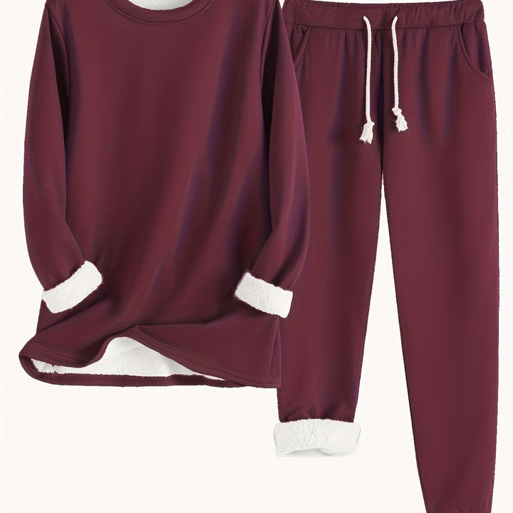 Fleece Lined Sweatshirt and Jogger Set — Augusta, Light Purple