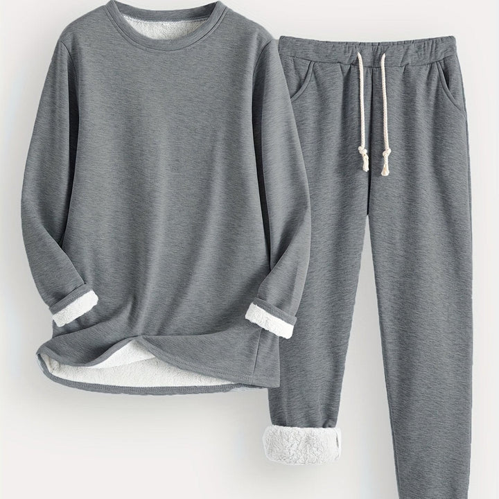 Fleece Lined Sweatshirt and Jogger Set — Augusta, Light Purple