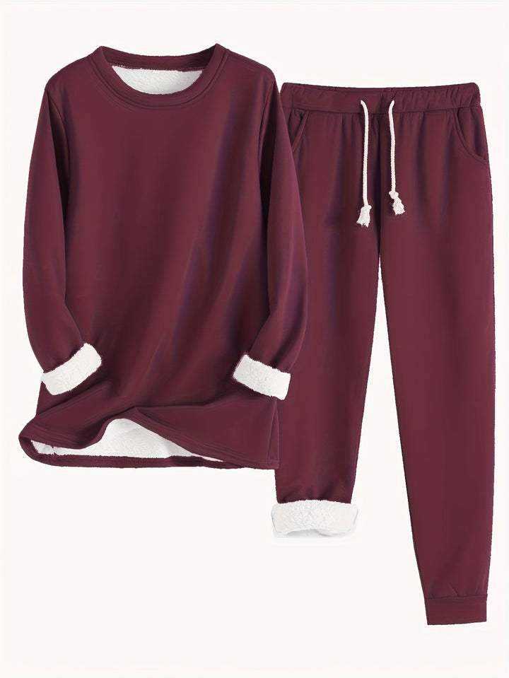 Fleece Lined Sweatshirt and Jogger Set — Augusta, Charcoal