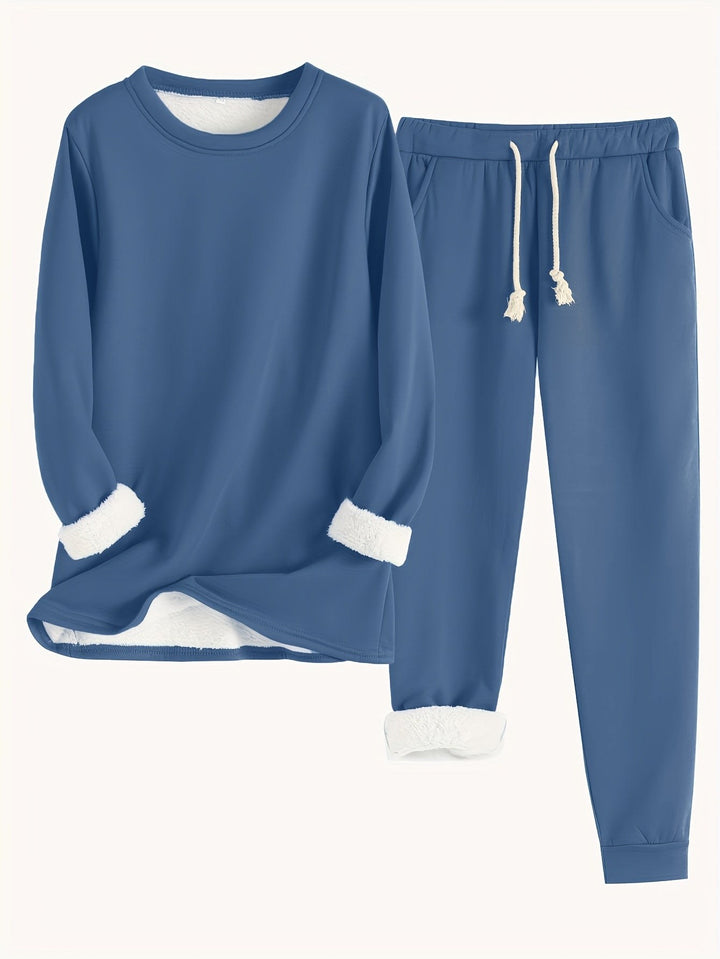 Fleece Lined Sweatshirt and Jogger Set — Augusta, Black