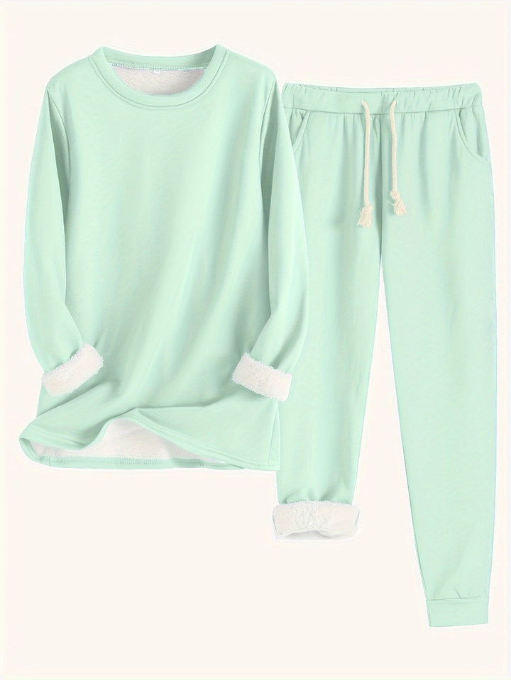 Fleece Lined Sweatshirt and Jogger Set — Augusta, Yellow