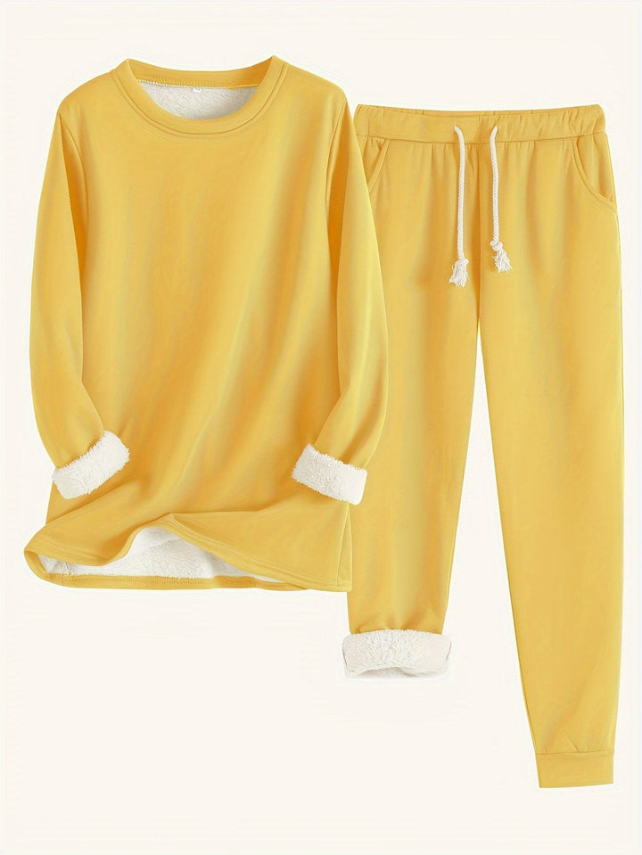 Fleece Lined Sweatshirt and Jogger Set — Augusta, Red