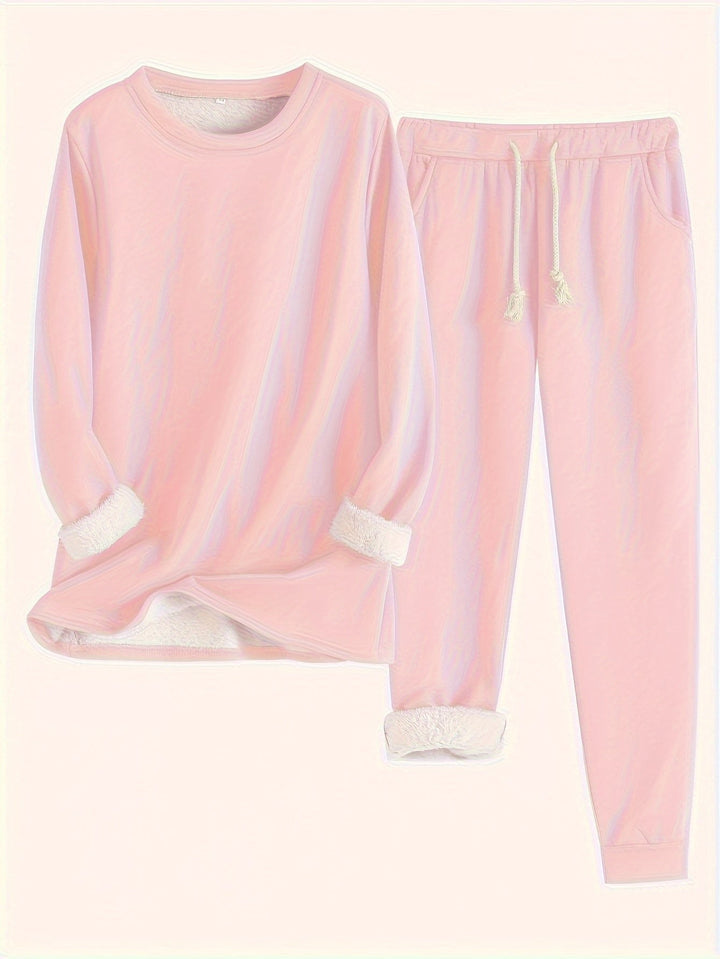 Fleece Lined Sweatshirt and Jogger Set — Augusta, Light Green