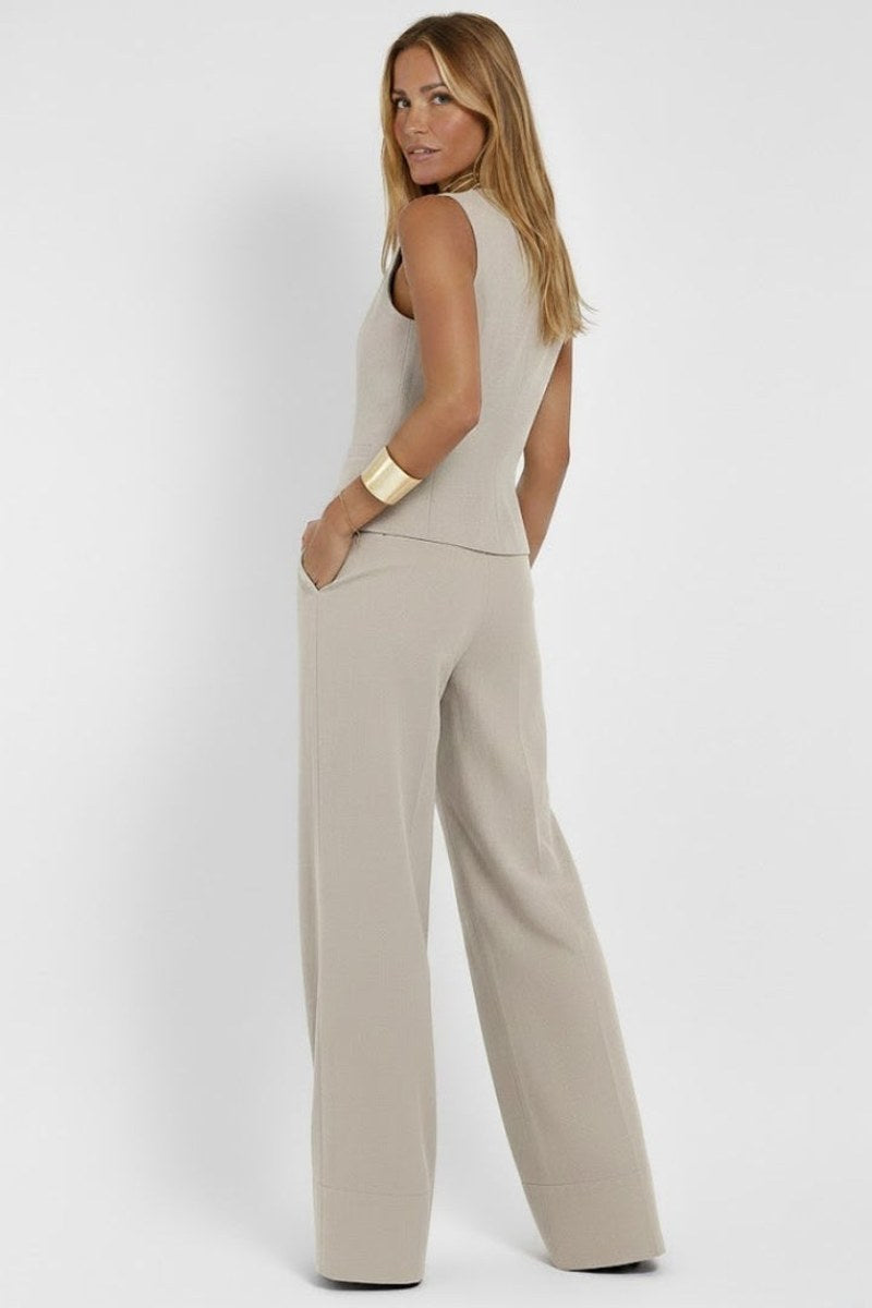 Azelie — Waistcoat and Wide Leg Trousers Set (3), Moraine Fashion