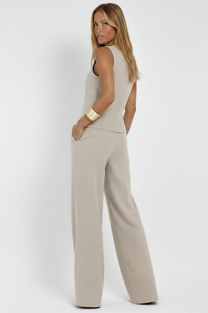 Azelie — Waistcoat and Wide Leg Trousers Set (3), Moraine Fashion