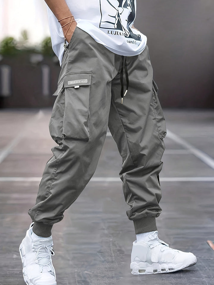 Cuffed Ankle Cargo Joggers — Barnaby, Grey