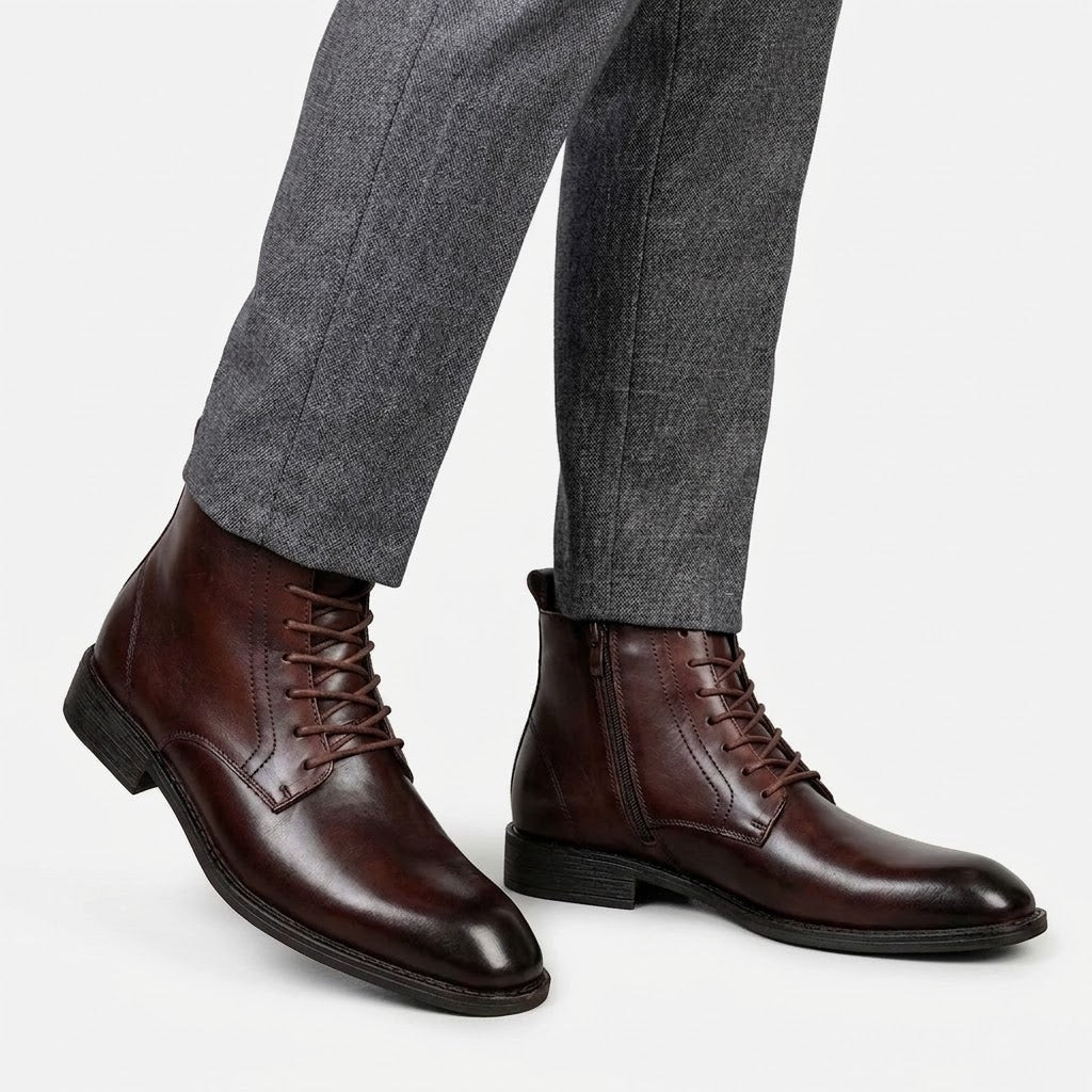 Bertram — Heritage Leather Lace Up Boots, Moraine Fashion
