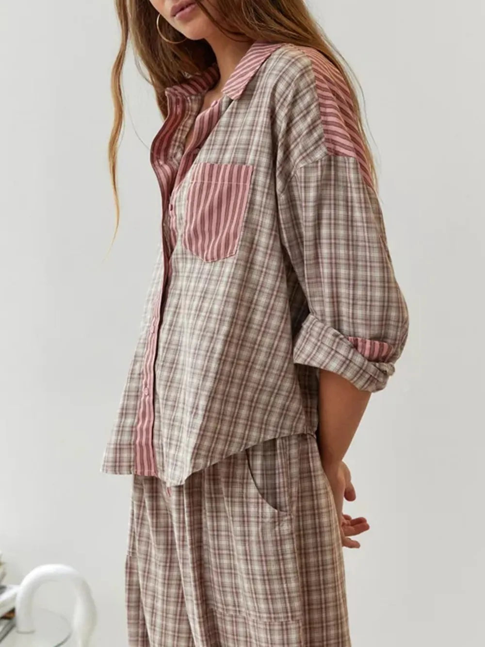 Cotton Pyjamas with Long Sleeves in pink