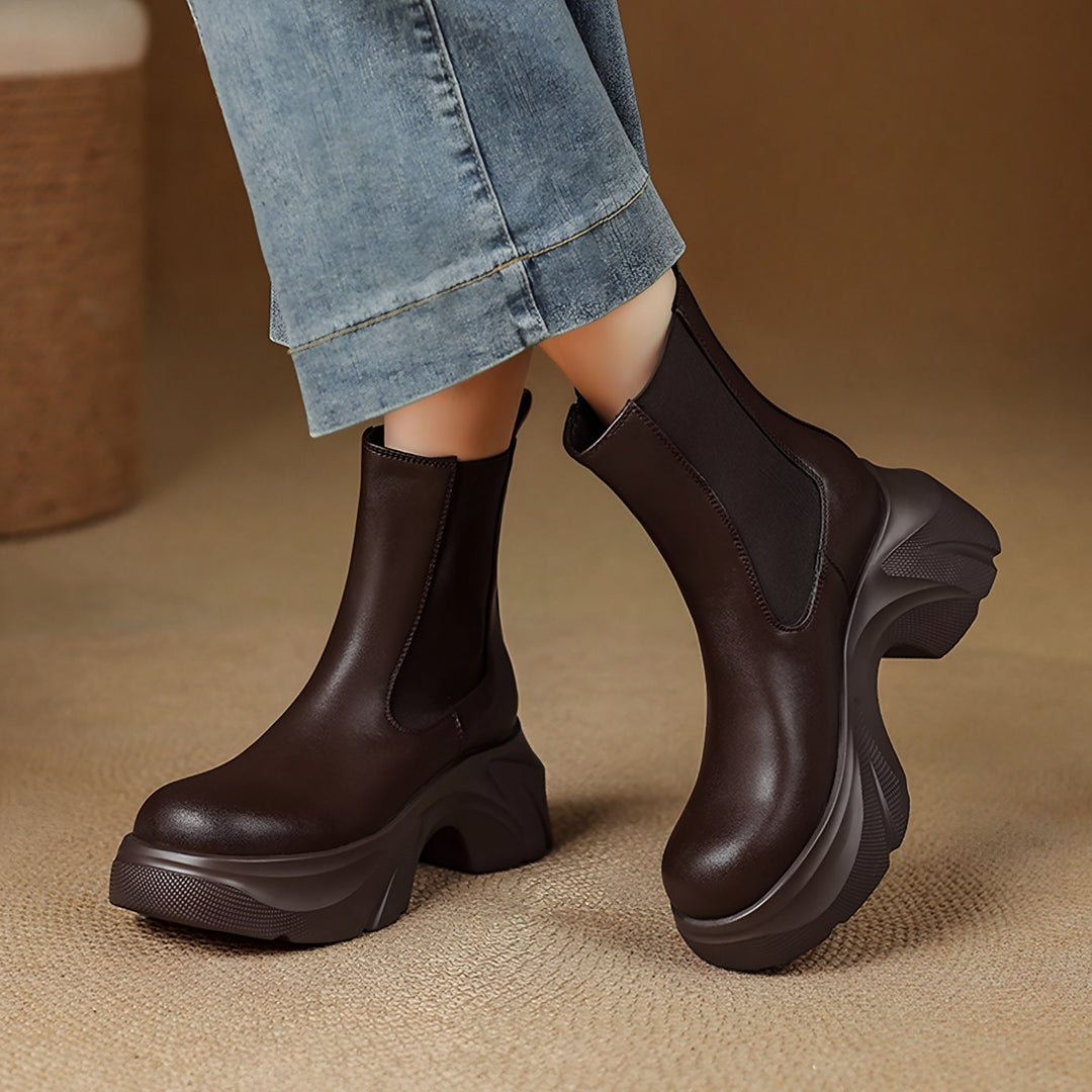 Platform Chelsea Boots for Women — Bridget, Coffee Brown