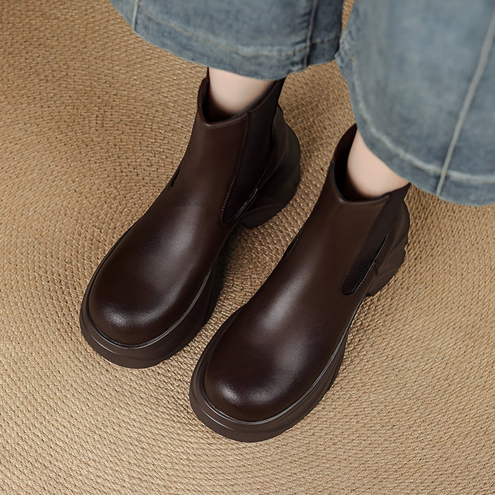 Platform Chelsea Boots for Women — Bridget, Coffee Brown